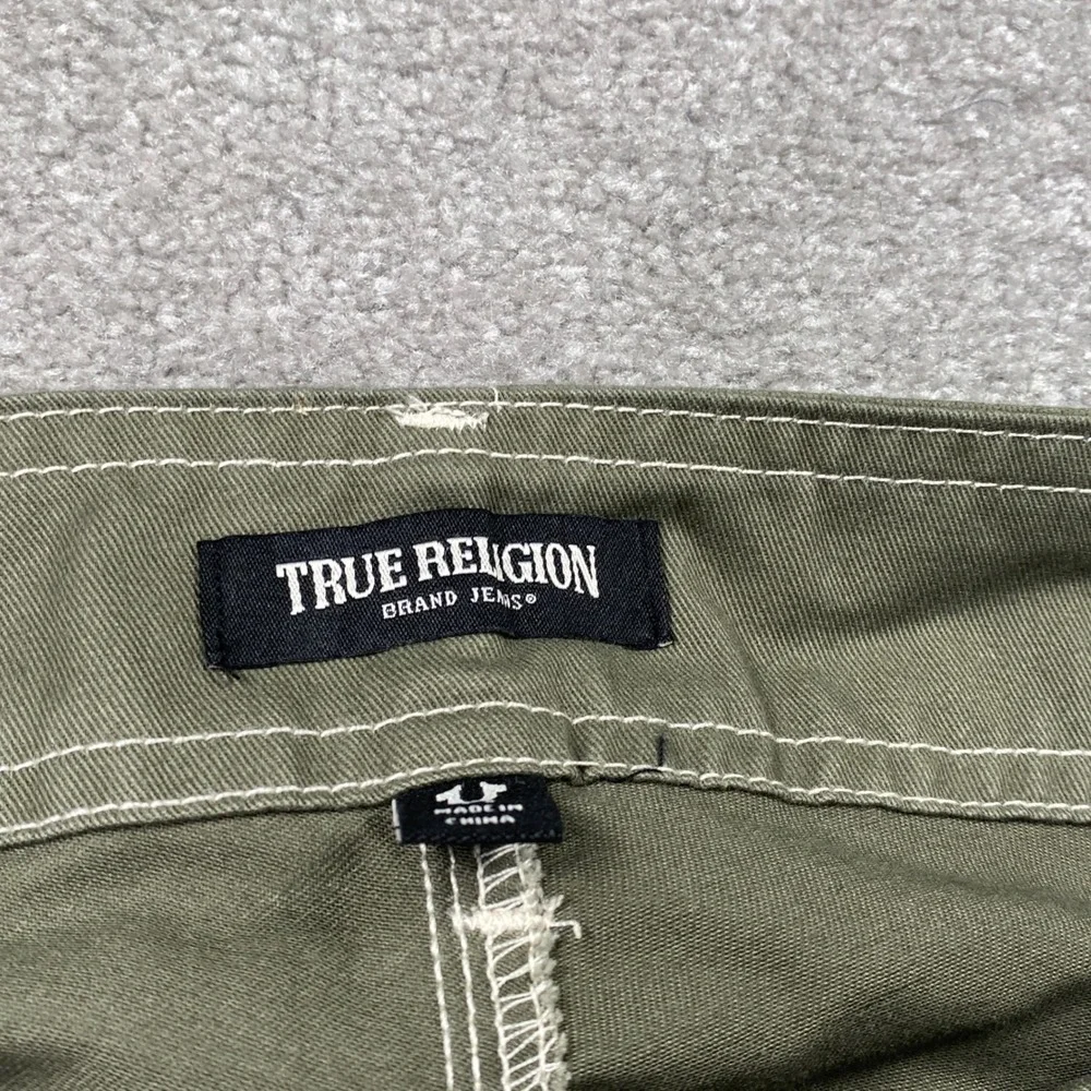 True Religion Cargo SN Pant HS Outline Mens 34 Kalamata Green Contrast Stitch